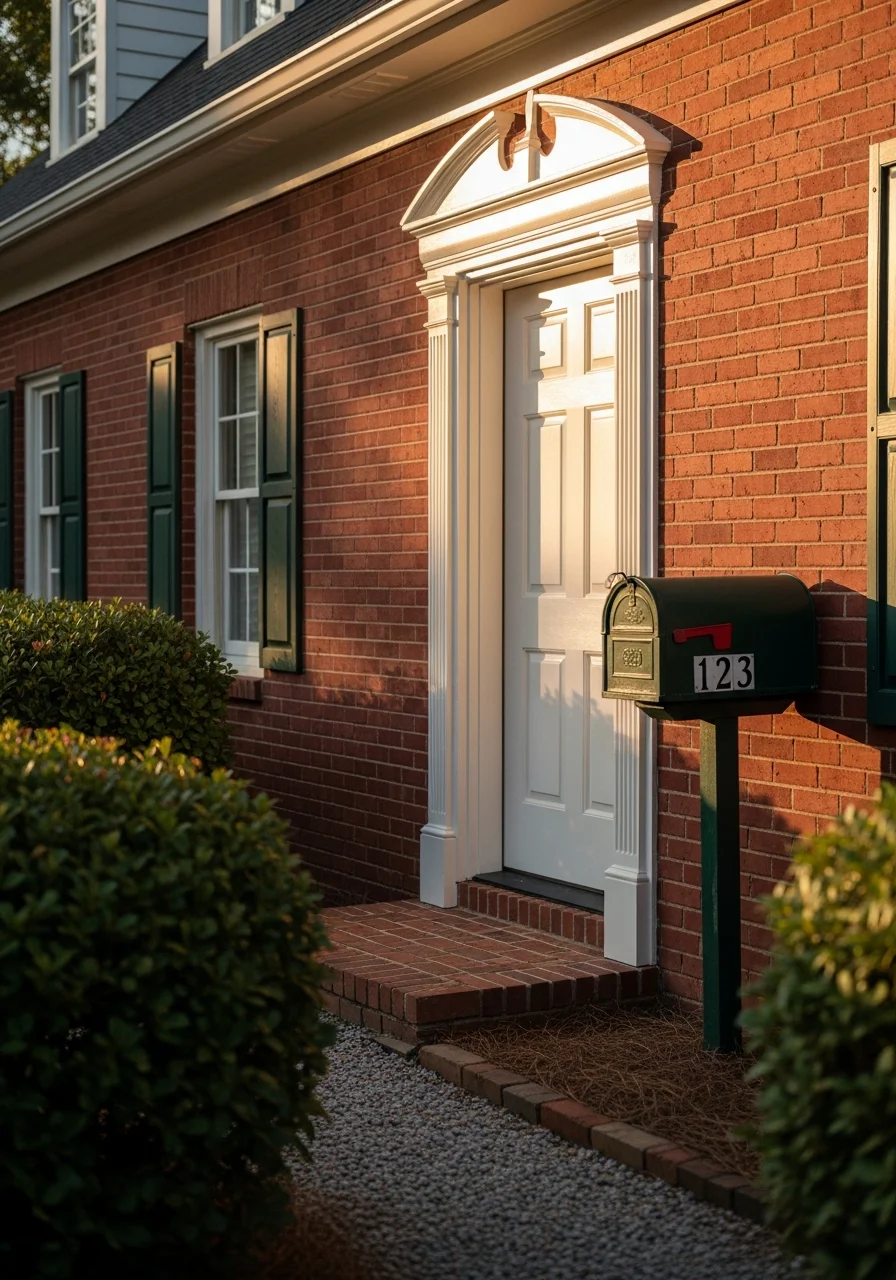 Residential entrance in a Lancaster County small-town setting.